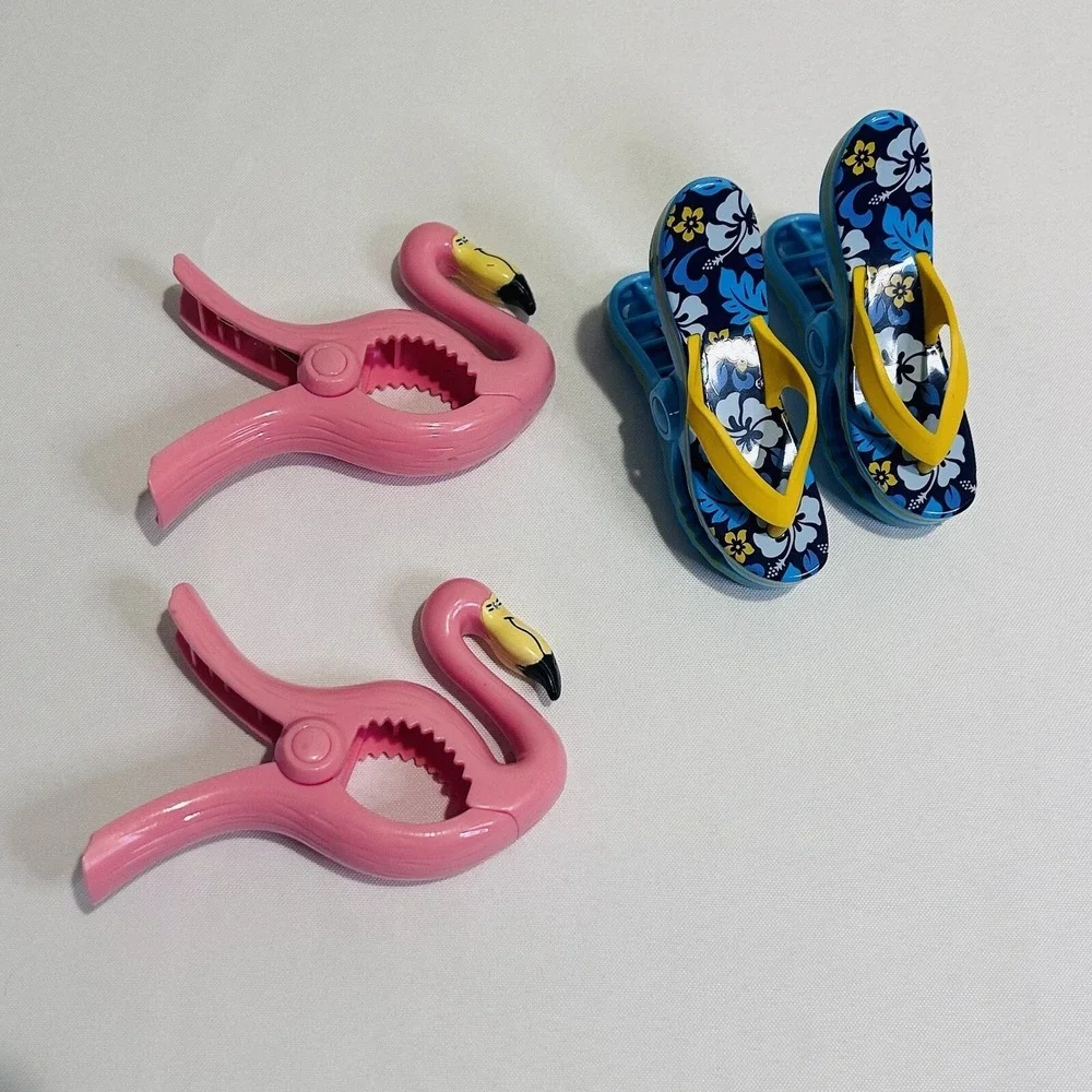 Beach Towel Chair Clips 2 Flamingo 2 Sandal